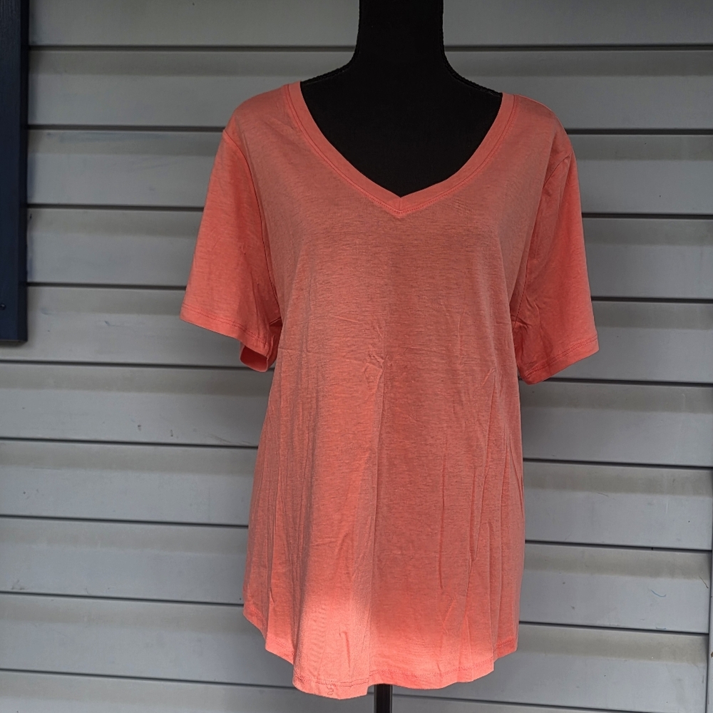Coral V-Neck Women's Top